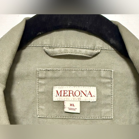 Merona Olive Green Military Jacket with Patches - Picture 3 of 10